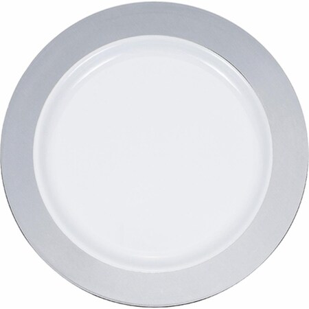 Omg 10 in. Silver Rim Plastic Banquet Plates, 120PK OM3517168